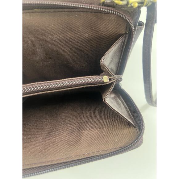 Vintage Etienne Aigner Crossbody Shoulder Bag Brown Leather Antique Brass Small - Picture 8 of 11